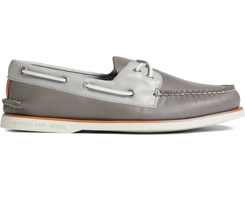 Sperry Gold Cup Authentic Original Cross Lace Boat Shoes - Men's Boat Shoes - Grey/Light Grey [QY467